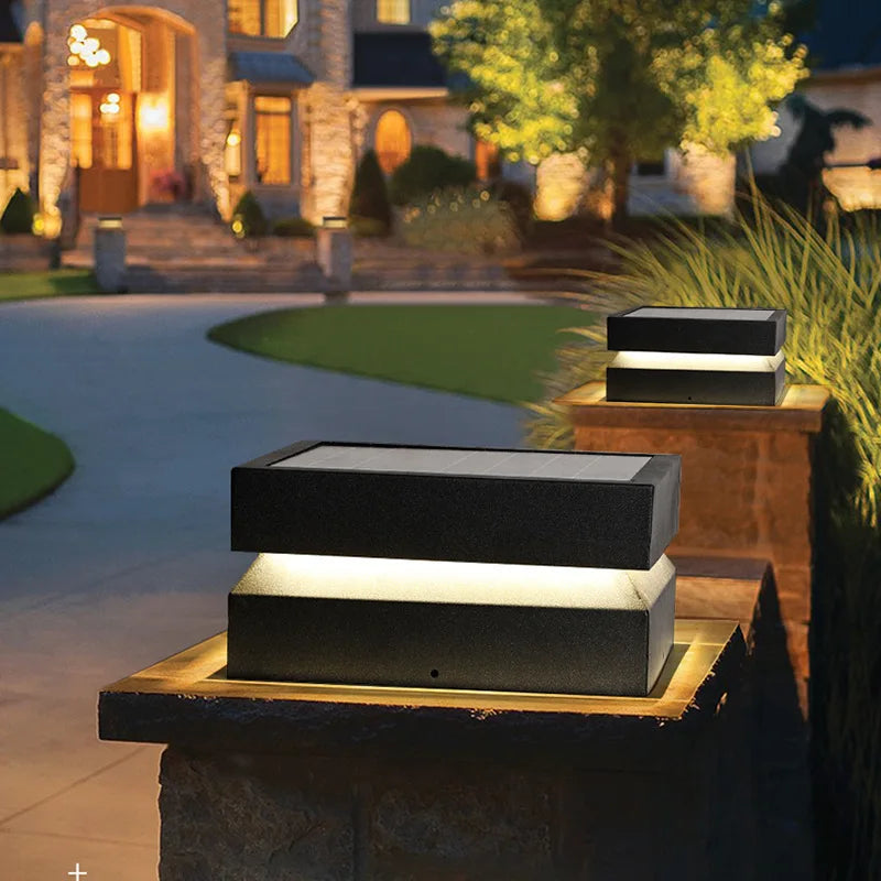 Outdoor Courtyard LED Lawn Lamp Waterproof IP65 Garden Square Solar Street Light For Pillar Chapiter Fence Door Post Decoration