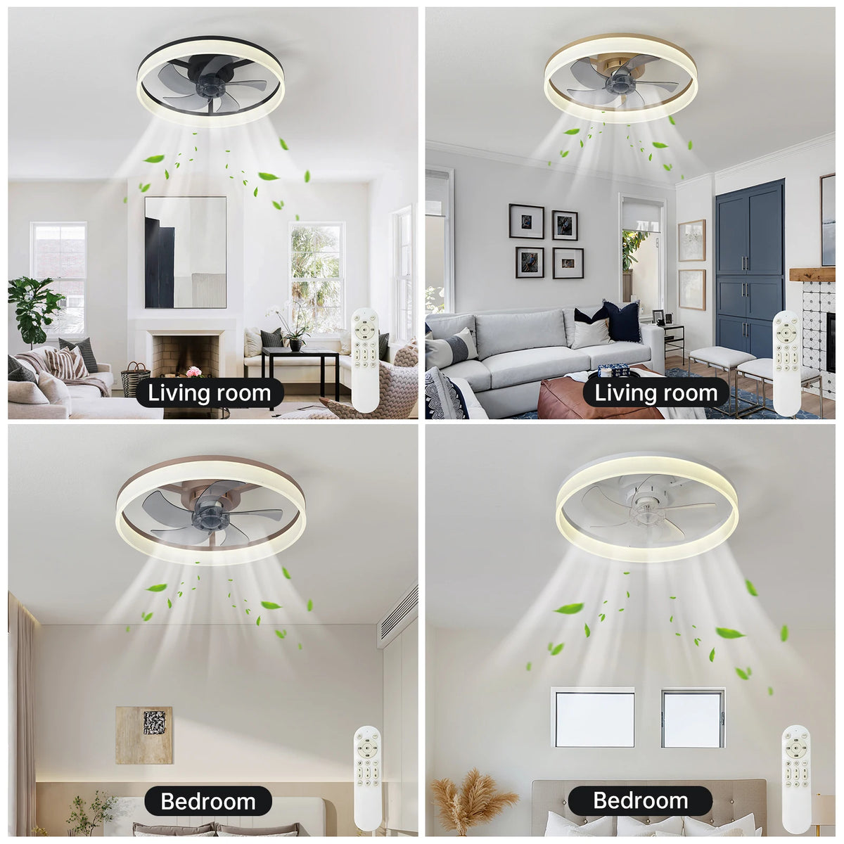 Slim Ceiling Fan With Dimmable LED Light And Remote Control