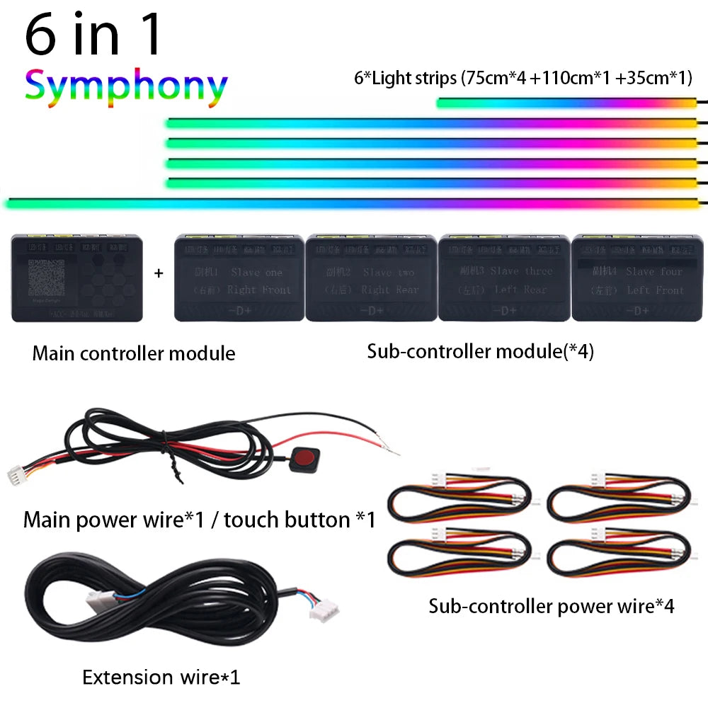 KALADA Dual Zone LED Car Ambient Light Interior Accent Kit