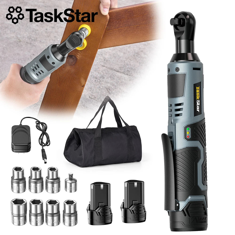 Taskstar Cordless Electric Ratchet Wrench Kit With Sockets And Batteries