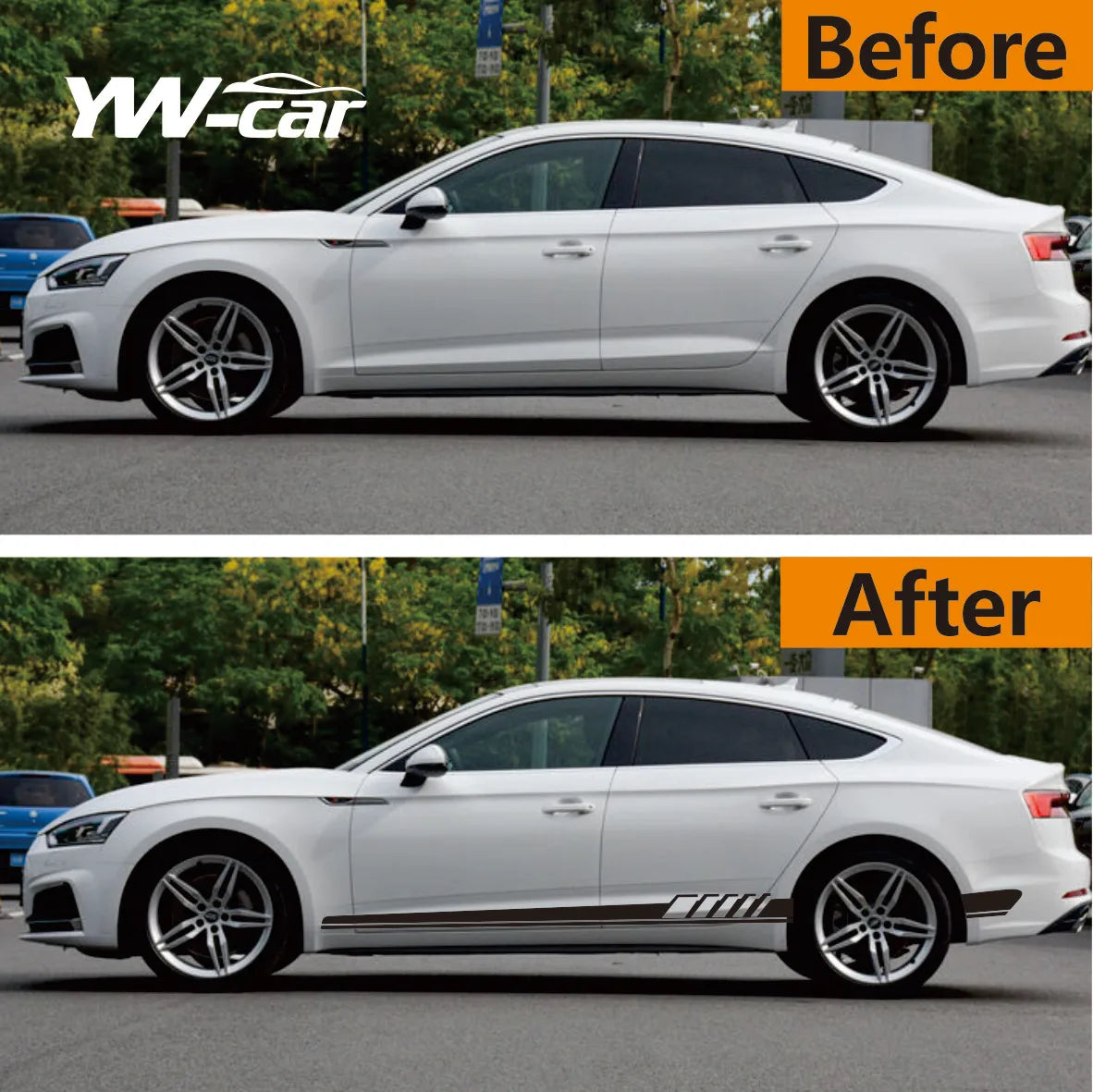 Racing Sport Car Door Side Skirt Stickers for Audi Vehicles